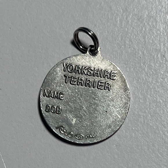 RNC 925 Sterling Silver Italy Yorkshire Terrier Dog Engravable Pendant Charm - Picture 4 of 4